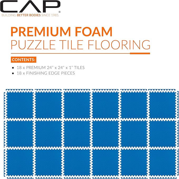 CAP Puzzle Exercise Mats | 1” Thick EVA Interlocking Foam Tiles for Home Gym Flooring | Multiple Options