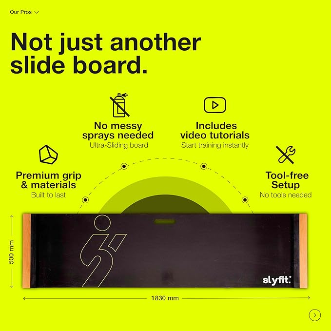 Slyfit Slide Board – Revolutionize Your Workouts: Slide Exercise at Home with Booties for Fitness, for Multi-Sport Training, Core Strength, Flexibility – Low-Impact Durable Home Gym Equipment for Balance and Agility