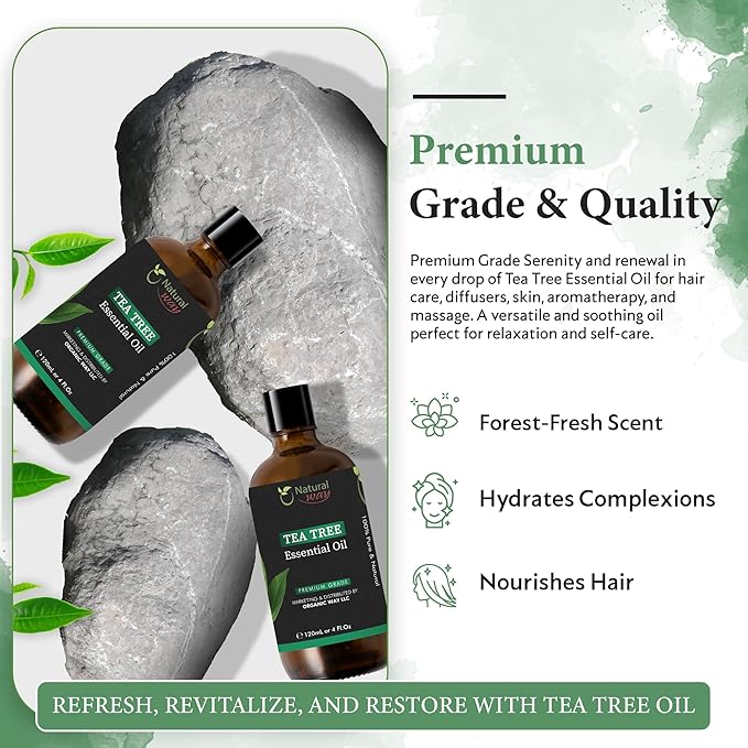 Essential Oil | Pure Aromatherapy Oil for Diffusers, Hair Growth, Skin, Scalp Care, Massage | Refreshing Hair Oil for Women & Men | Natural Essential Oil for Diffuser (Tea Tree)
