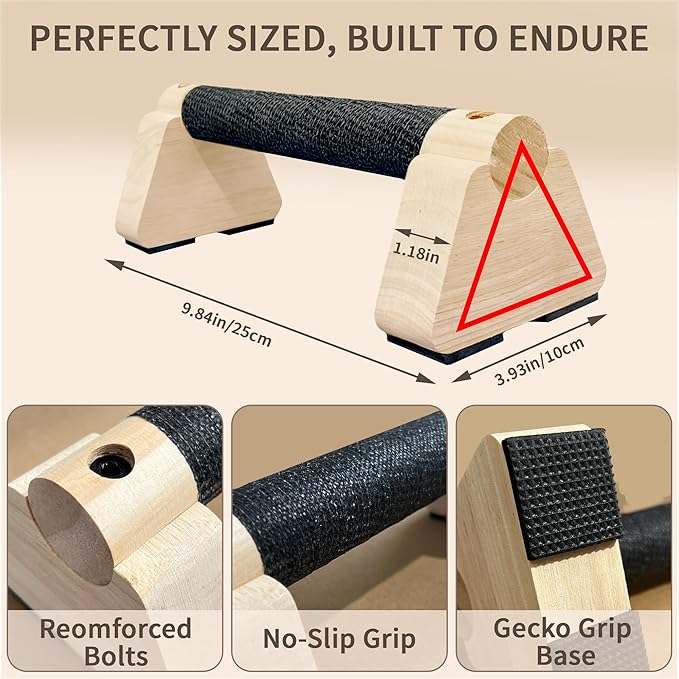 Parallettes Bars, Wooden Push Up Bars with Wrist Wraps for Men & Women, Handstand Training Bars for Home Gym, Non-Slip Calisthenics Equipment, 440lbs Durable Floor Push Up Handles