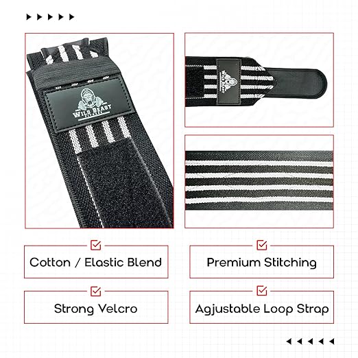 Elbow Wraps for Weightlifting (Pair), Stretchable & Breathable 41" Elbow Compression Strap, Weightlifting Straps for Bench Press, Supports Powerlifting, Pressing, Elbow Straps for Gym Accessories for Men (White)