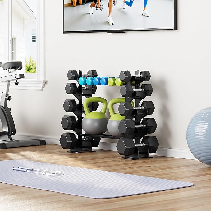 Dumbbell Rack Stand for Home Gym: Rack Only Holder for Dumbbells, Free Weights, 400LB Capacity Heavy-Duty Compact Storage Organizer