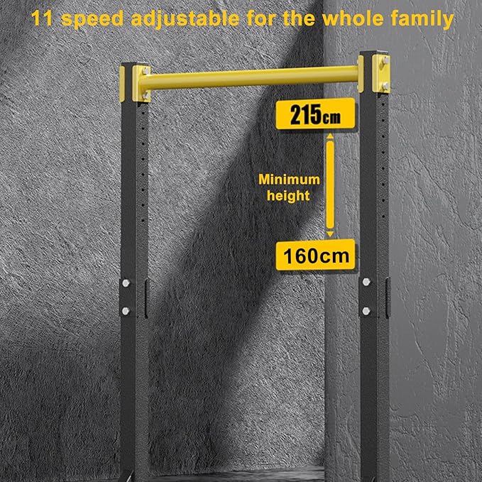 Pull Up Bar Free Standing Portable Pull Up Dip Station with 11 Gears Adjustment Multi-Function Strength Training Pullup Tower Station Equipment for Home Gym 400lbs Black