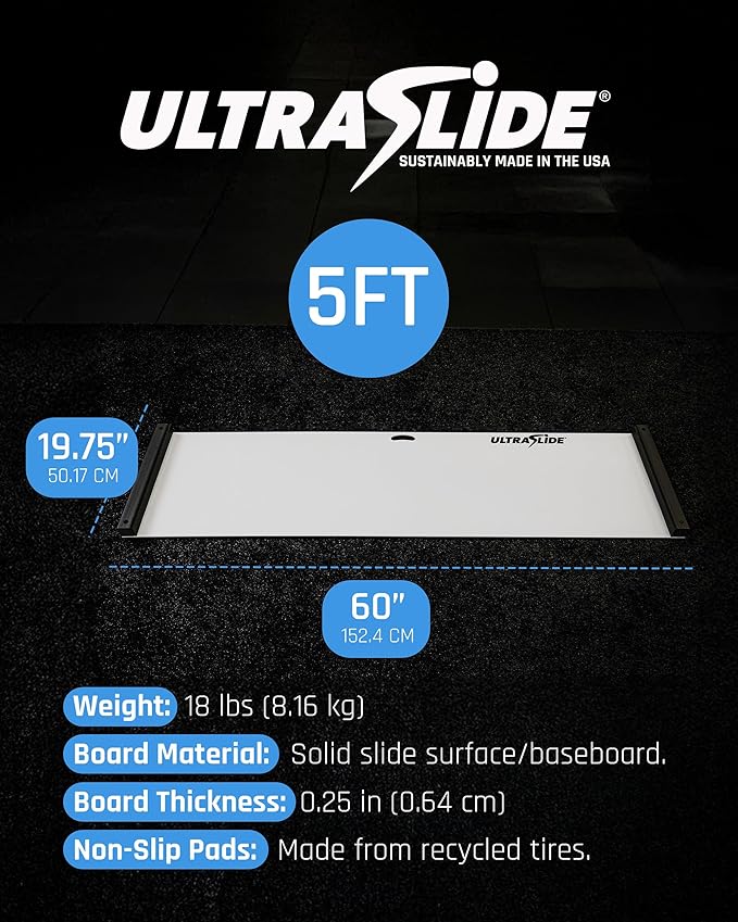 6ft & 5ft Slide Board for Exercise - Solid One-Piece Hockey Slide Board with Booties & Polish - Indoor Skating Trainer for Rehab, Mobility, Conditioning & Home Workouts - Non-Slip Grip Pads