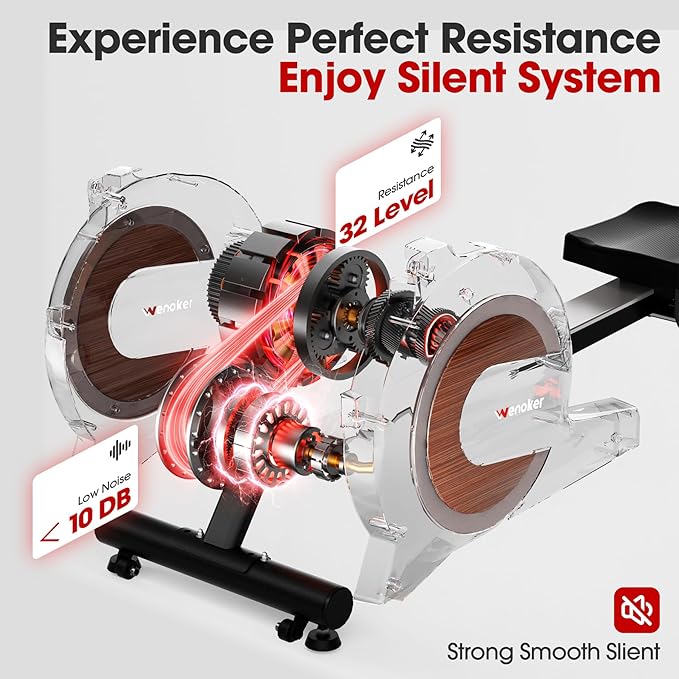 Rowing Machine for Home, Magnetic Rower Machine, 350 LB Weight Capacity, 16-Level Silent Resistance Row Machine for Gym Exercise Full-Body Workout Compact Rower with LCD Monitor Tablet Holder