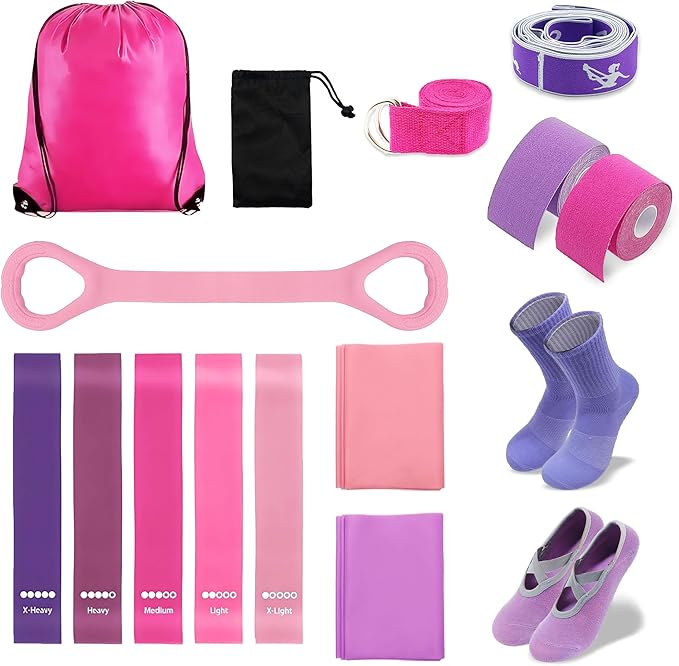 Pilates Kit for Home Workouts,15 Pcs Pilates Equipment Set for Women with Resistance Bands Yoga Socks Muscle Bandage