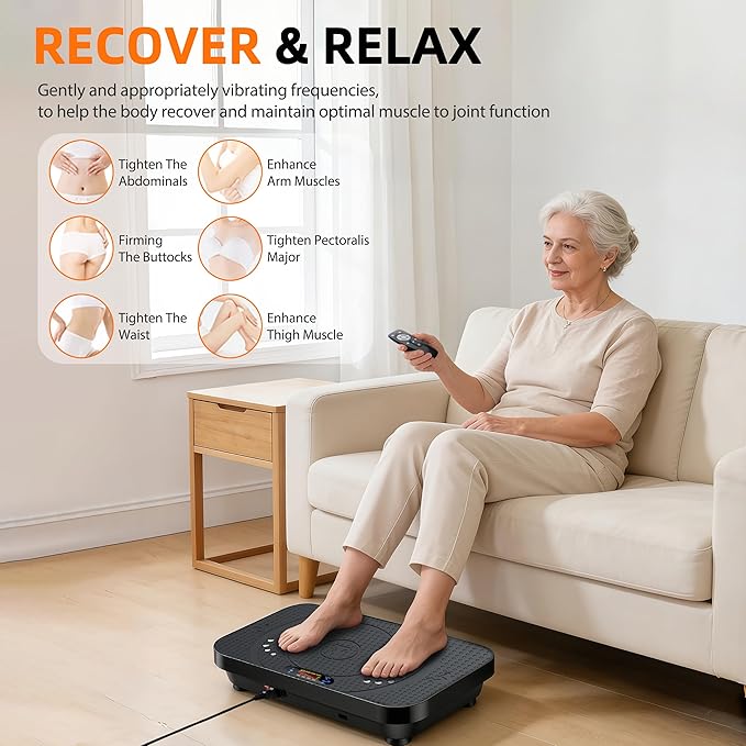 Vibration Plate Exercise Machine -Full Body Shaker with Auto Mode, Acupressure Massage & Silicone Pedal, for Lymphatic Drainage, Weight Loss & Fat Burning, Home Fitness Equipment for Woman & Men