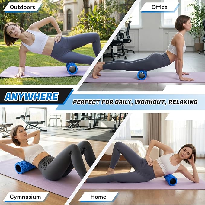 Foam Roller for Deep Tissue Massager, 15" High Density Exercise Patented Roller for Muscle Massage and Myofascial Trigger Point Release Back Roller Improves Mobility (Blue)