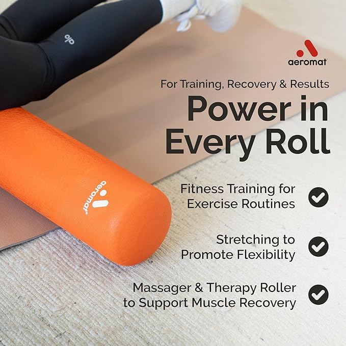 Adjustable Air Roller 2 to 12 PSI Firmness with Pump – Inflatable Fitness, Yoga, and Rehab Roller for Men and Women, Back Roller for Muscle Recovery, Home Gym, Travel, or Physical Therapy – Blue
