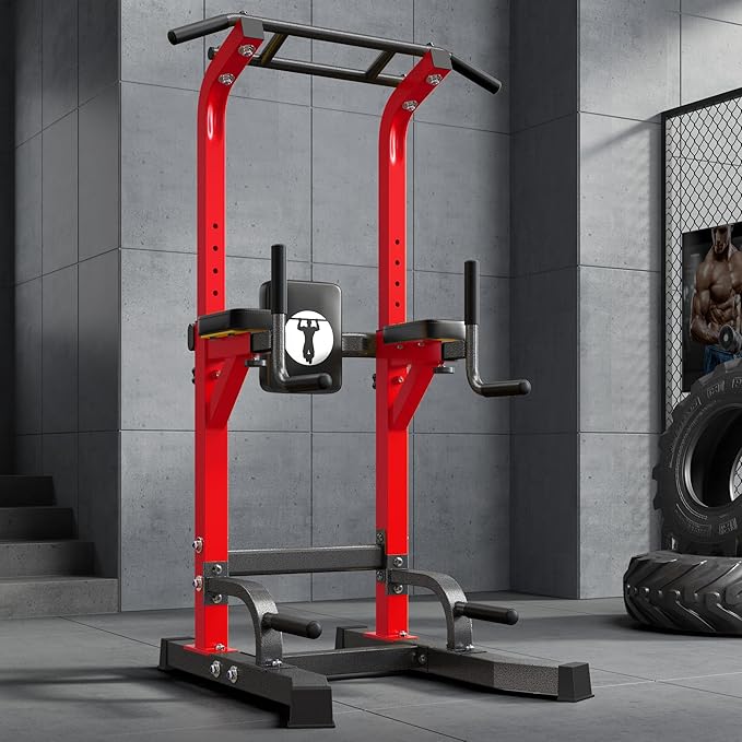 SogesHome Adjustable Pull Up Bar & Dip Station, Heavy Duty 330LB Capacity Multifunctional Home Gym Fitness Equipment for Strength Training, Push Up Stand for Arm, Back, Core & Full Body Workout