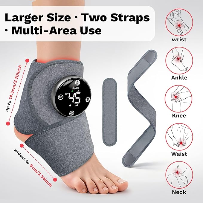 Large Fit Pro Foot Massager – Red-Light Therapy, 5-Level Graphene Heating, 6 Modes × 3 Intensities, Waterproof Inner Liner & 90-Min Rechargeable Battery,Multi-Area Use for Ankle, Knee, Back, Neck