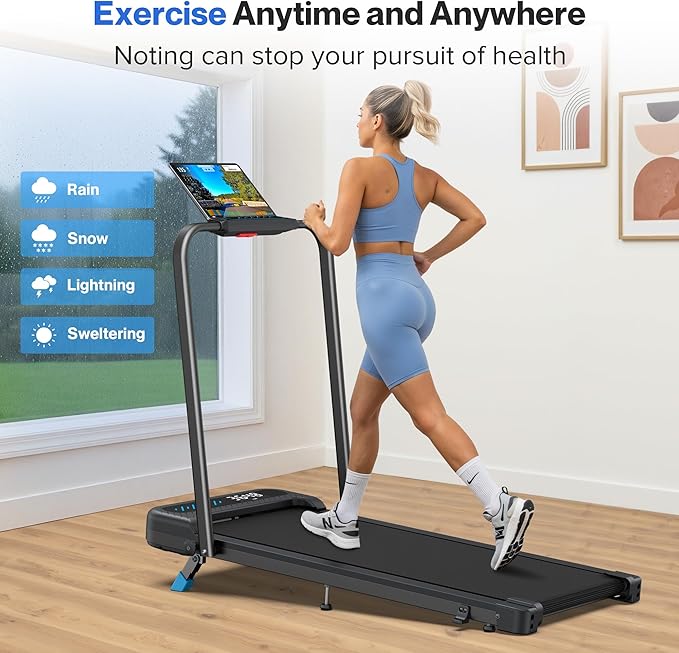 Foldable Treadmill with 10% Incline, 4 in 1 Compact Walking Pad Treadmill with Handle Bar for Home Small Spaces, 3.0HP Portable Quiet Under Desk Treadmills, 320LBS Capacity, Smart APP, LED Display