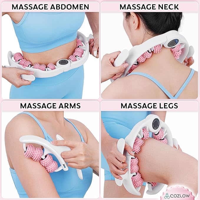 COZLOW Cellulite Massage Roller - Pink - Anti-Cellulite Massager with Detachable Roller Handles for Thighs, Legs & Buttocks - Fascia Massage Tool for Lymphatic Drainage & Deep Tissue Therapy