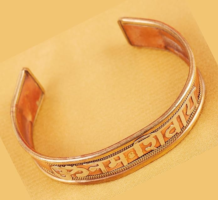 Copper Bracelet Tibetan Style. Hand Forged with Solid and High Gauge Copper for Women Men. Hindu Spiritual Message