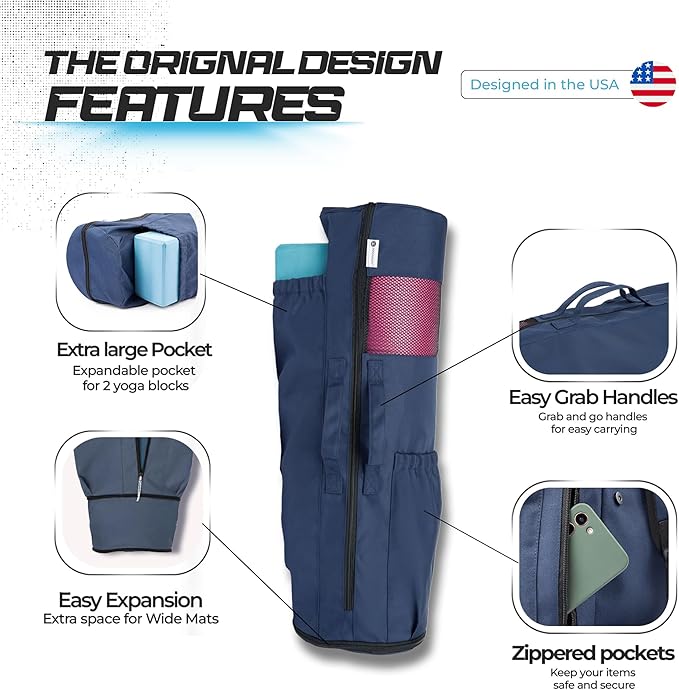 MAGNILAY Yoga Mat Bag - for Women and Men, Yoga Mat Carrier, Fits Mats Blocks and Accessories for Workouts, (32”L)