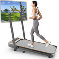 Foldable Treadmill with 10% Incline, Upgrade 3.5HP Low Noise Walking Pad Treadmill with Handle Bar, Trisomy 4 in 1 Portable Under Desk Treadmills for Home/Office, 350Lbs Capacity, APP & Remote Control
