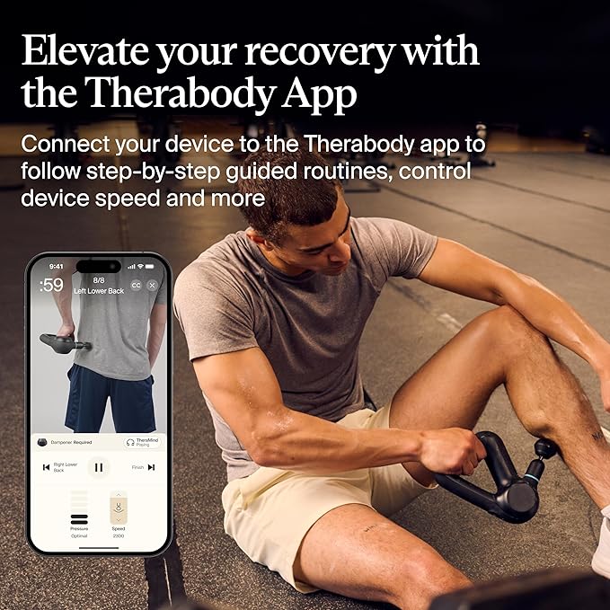 TheraGun Therabody Prime (5th Generation) - Deep Tissue Percussion Therapy Massage Gun - Bluetooth Enabled, Personal Massager for Pain Relief in Neck, Back, Leg, Shoulder and Body (Black)