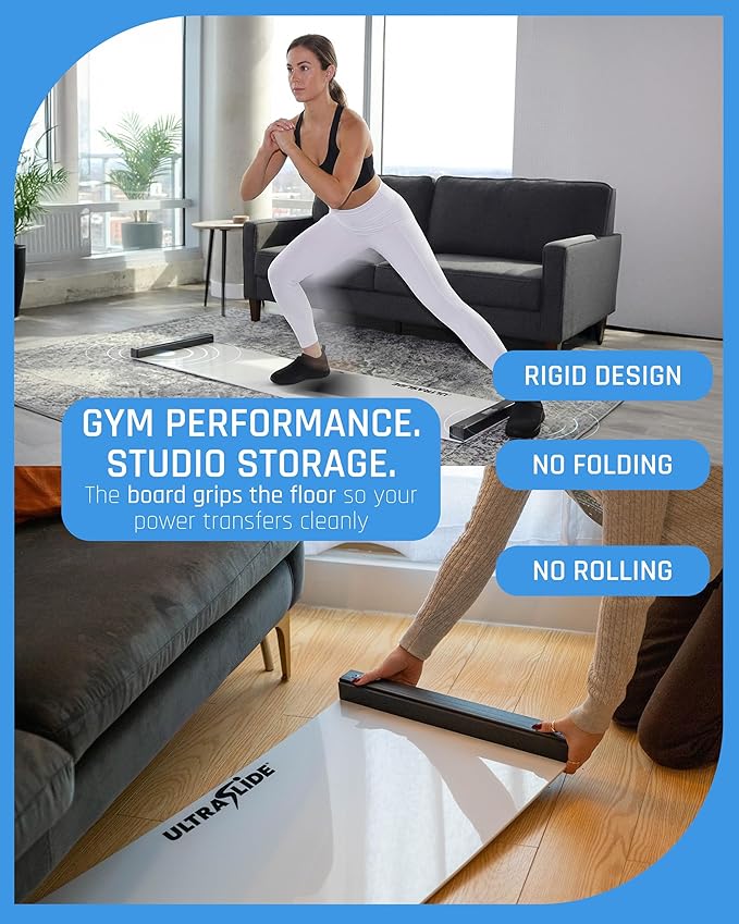 6ft & 5ft Slide Board for Exercise - Solid One-Piece Hockey Slide Board with Booties & Polish - Indoor Skating Trainer for Rehab, Mobility, Conditioning & Home Workouts - Non-Slip Grip Pads
