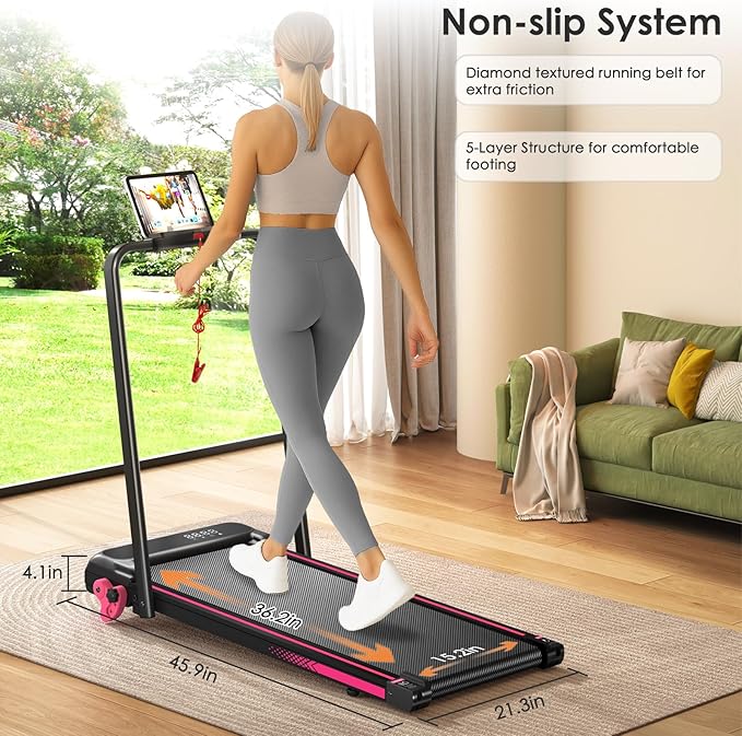 Walking Pad with Incline Portable Treadmill with Handle Bar for Home Office Under Desk Use Small Space Treadmill