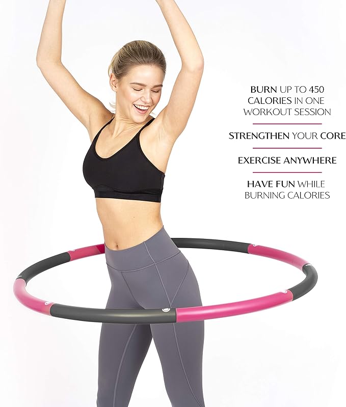 Exercise Fitness Hoop for Adults - Easy to Spin, Premium Quality and Soft Padding Weighted Hoop - Detachable Hoops for Home & Gym Workouts
