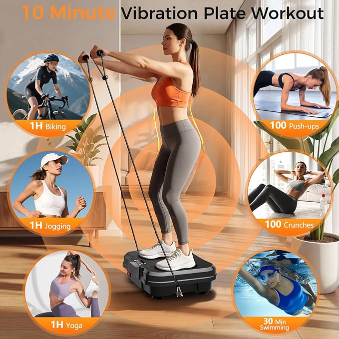 Vibration Plate Exercise Machine, Vibrating Platform for Lymphatic Drainage Weight Loss, 250 Speeds Full Body Workout Vibrated Plates Fitness Platform for Home Women Men
