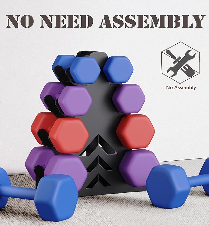 Dumbbell Rack, Stand Only, No Install Needed Small Weight Rack with Dumbbell Protector Edge,Suitable for Rubber-Coated Dumbbells