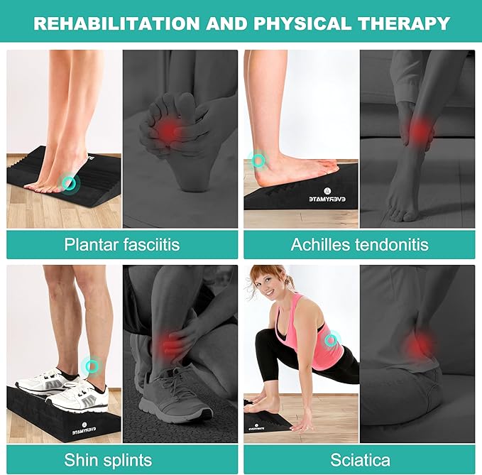 EVERYMATE Squat Wedge, Extra Large Squat Wedge Block, Squat Wedges Weightlifting, Calf Stretching, Slant Board for Squats, Heel Elevated Squat Wedge, Knees Over Toes Squats, Calf Wedge Stretching Block