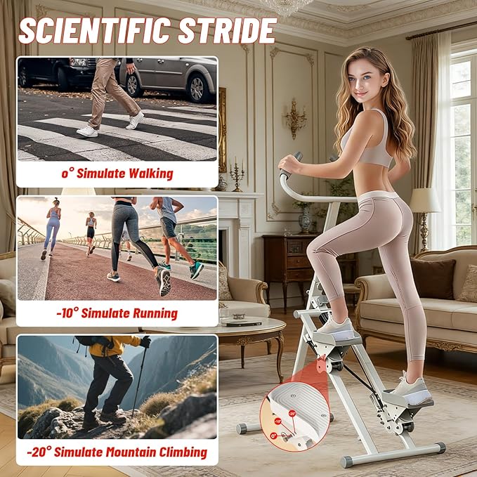 Foldable Stair Stepper for Home Gym with Leg Massager Roller, Full Body Workout Climber Machine, Fitness Equipment with Adjustable Handles