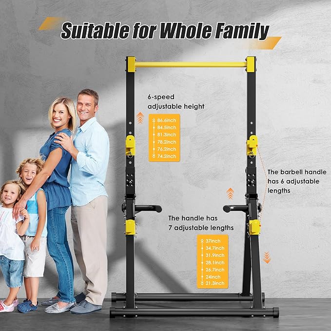 soges Foldable Power Tower, Pull Up Dip Station for Home Gym, 500 LBS Capacity Power Tower with Triangular Design, Adjustable Height Pull Up Bar for Full Body Workout
