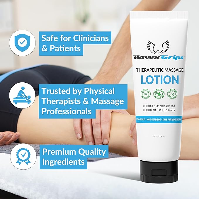 HawkGrips 8oz Therapeutic Massage Lotion for Massage Therapy, Unscented, Professional, Scraper Tool Massage Lotion, Deep Tissue, Cupping Therapy, Non-Greasy, Non-Staining, Shea Butter, Pack of 24