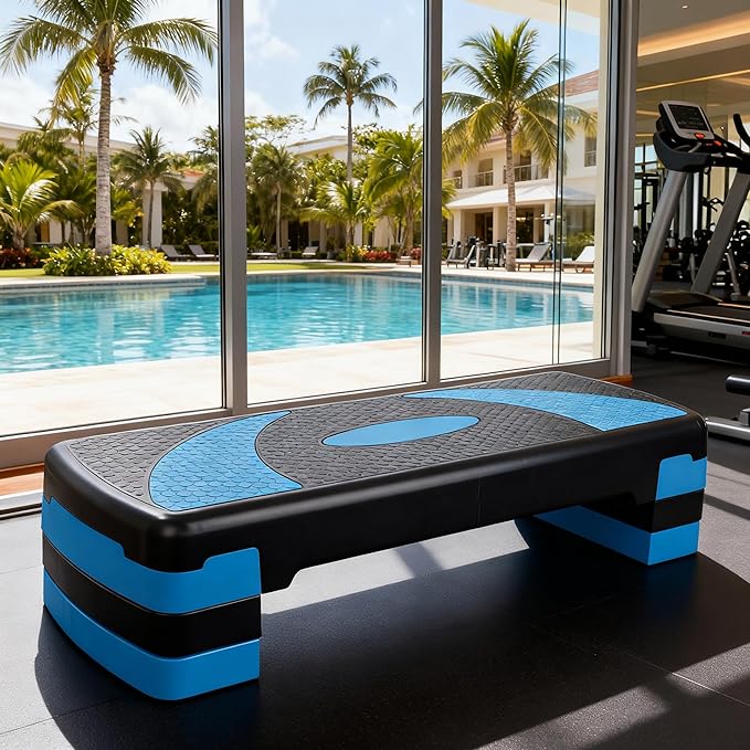 Aerobic Step Platform Exercise Step with 3 levels Adjustable Height Non-Slip Exercise Stepper for Cardio, Strength, and Fitness Workouts at Home or Gym