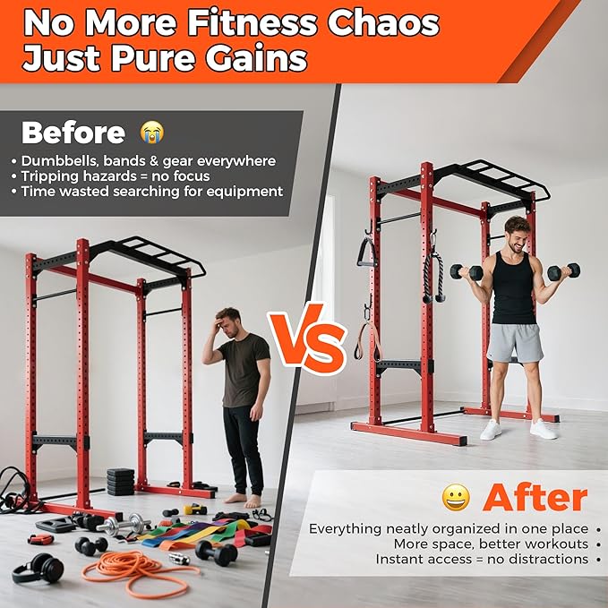 6 PCS J Hooks for Squat Rack,Power Rack Attachments for Home Gym Storage,Portale Squat Rack Accessories, Storage Hook Holder for Resistance Bands, Barbell Collars and Gym Accessories