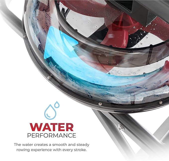Sunny Health & Fitness AquaStrive Series Smart Water Rower, 300LB Capacity Plus Dynamic Hydro Resistance for Home Cardio Workout, Free SunnyFit Training App Connection