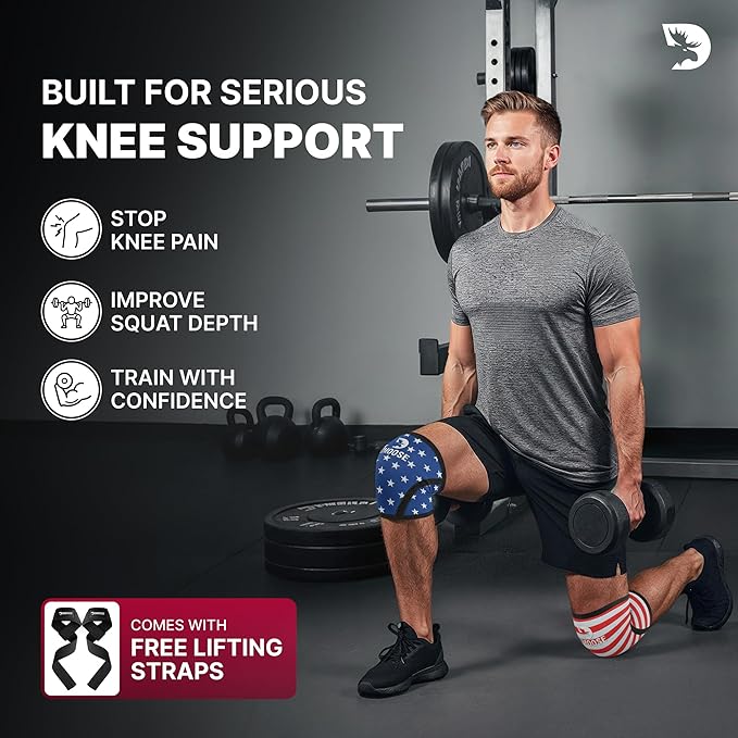 DMoose Fitness Knee Sleeves for Weightlifting (Pair) 78” Knee Wraps for Joint Support, Squats & Powerlifting - Gym Brace Straps for Joint Stability & Pain Relief, USPA & IPL Approved for Men and Women