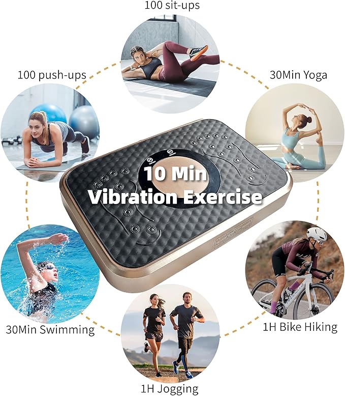 Vibration Plate Machine with Resistance Bands and Remote Control 125 Speed Levels 450LB Capacity Whole Body Oscillating Platform for Home Use