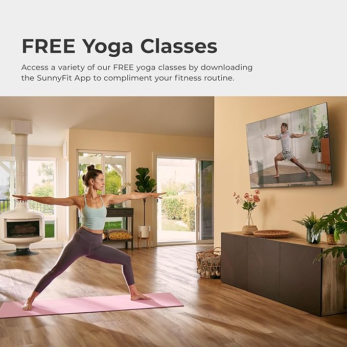 Sunny Health & Fitness Non-Slip Yoga Mat – Durable, Anti-Tear, Lightweight, Cushioned Support for Yoga, Pilates, Stretching Exercises, Meditation and Floor Workouts | Multiple Sizes & Colors