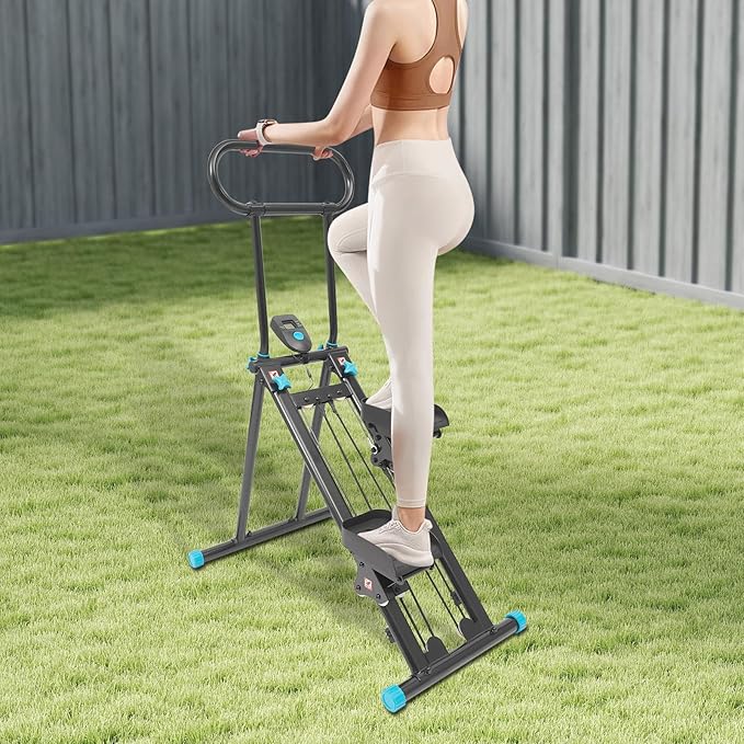 Stair Stepper Vertical Climber Machine with LCD Screen Compact Folding Cardio Exercise Climber Stair Climber for Living Rooms, Home Gyms, Apartments Foldable Design 300 lbs Capacity