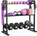 niffgaff 3 Tier Adjustable Dumbbell Rack with Hooks, Extended Base Weight Storage for Home Gym – Holds Up to 450 lb, Space-Saving Fitness Equipment Organizer (Rack Only)