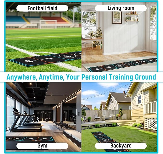Soccer Training Mat with Integrated Ladder & Cones | 4-in-1 Football Footwork Agility Trainer for Team Practice | Non-Slip Speed & Ball Control Exercise Mat