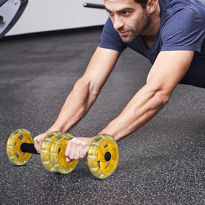 SUPVOX Twin-wheel Fitness Ab Roller Wheel for Core Strengthening, Yellow Abs Plastic Abdominal Exercise Device for Home Gym Weight Loss and Muscle Toning
