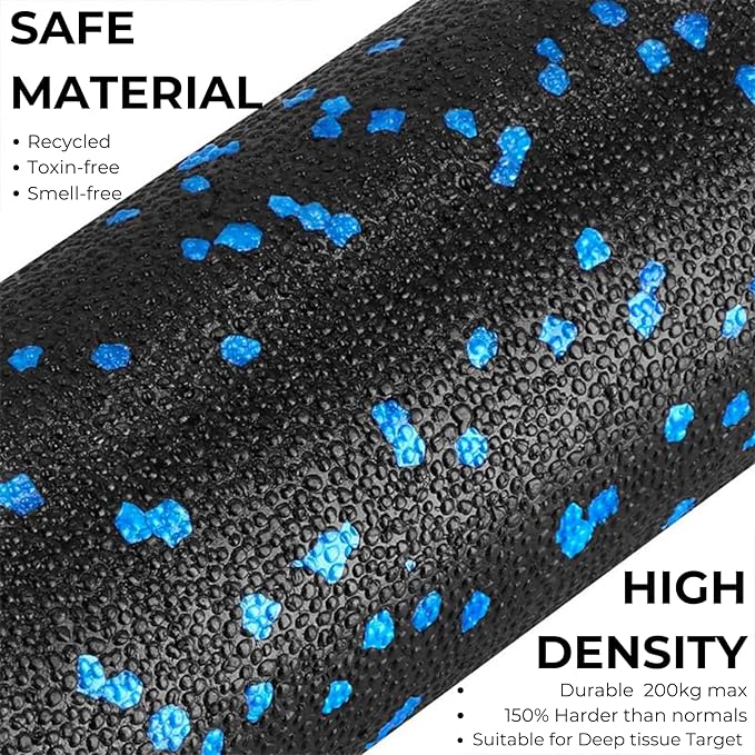 Mini Massage Foam Roller High Density - 100% Recycled Non-Toxic Material - Portable Pocket-Sized for Travel - Foot Arch,Legs & Arms Pain Target - Waterproof and Durable 15x6cm(Blue)