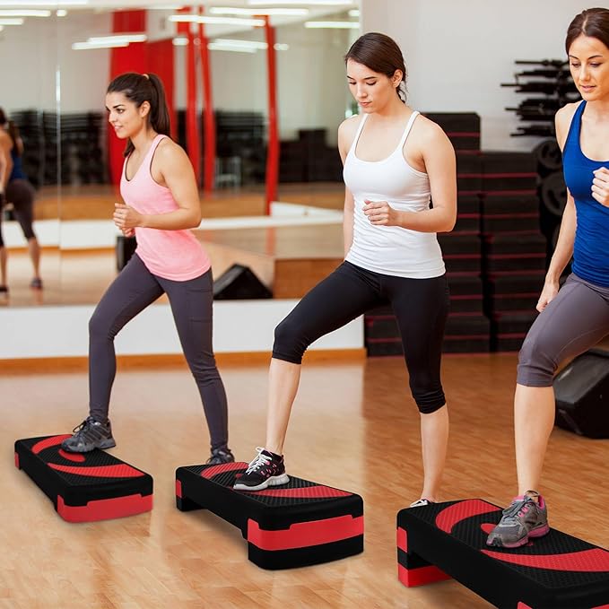 BalanceFrom Aerobic Step Platform Trainer with Adjustable 3-Level Risers, 400 Pound Weight Capacity – Non-Slip Exercise Stepper for Cardio, Strength, and Fitness Workouts at Home or Gym