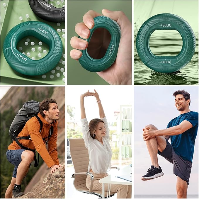 Grip Strength Trainer, Silicone Hand Grip Strengthener Ring for Finger Workout, Rock Climbing, Forearm & Grip Training, Stress Relief Exerciser for Men & Women, Durable Double-Force Design