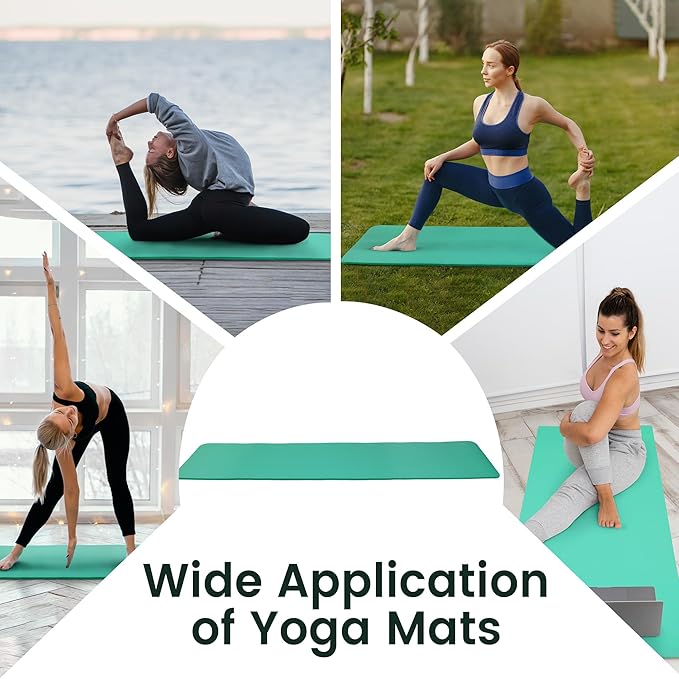 Fitvids Yoga Mat, 1/2-Inch Extra Thick High Density Exercise Mat, Anti-Tear Exercise Yoga Mat with Carrying Strap, Suitable for Various Yoga Exercises