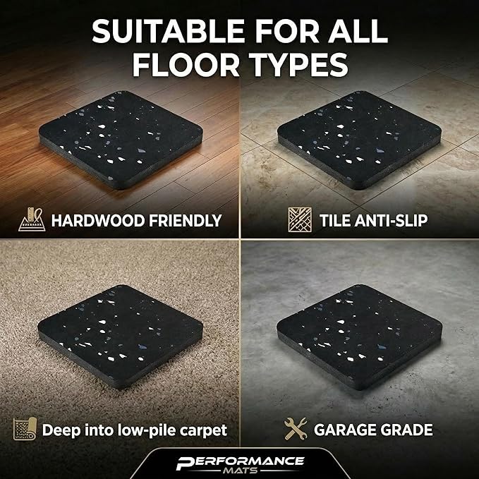 Treadmill Mat Pads,Walking Pad Mat for Bike Hardwood Floors&Carpet, 4 Pcs 3.94"x3.94"x0.6" Exercise Equipment Matt Hardwood,Rubber Foam Noise Reduce&Shocking Absorber Gym Floor Protector Padding