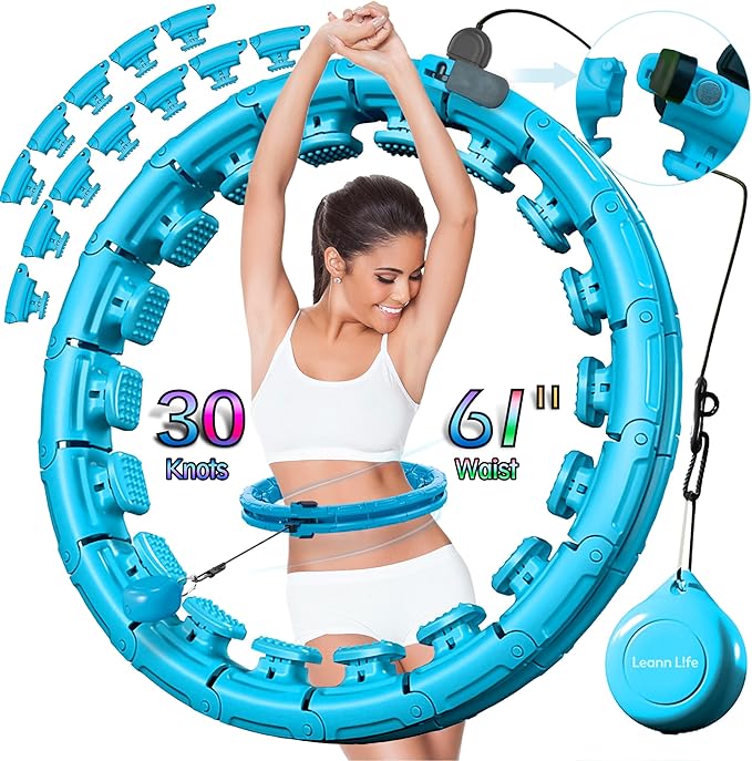 30/24/12 Knots, Upgraded Magnetic Lock Weighted Hula Hoop for Kids Adults Weight Loss, Infinity Hoop Plus Size, Home Indoor Outdoor, Fitness Exercise, Abdominal Toner
