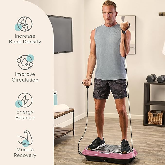 Lifepro Waver Vibration Plate Exercise Machine for Lymphatic Drainage, Muscle Activation, Full-Body Workout Vibrating Platform with Loop Bands, Fitness Equipment for Strength Toning & Fat Loss