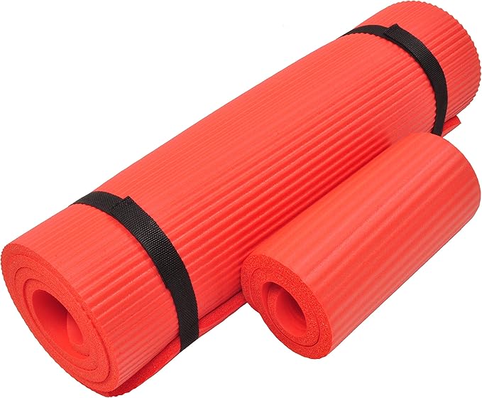 Fitvids All Purpose 1/2-Inch Extra Thick High Density Anti-Tear Exercise Yoga Mat and Knee Pad with Carrying Strap, Multiple Colors