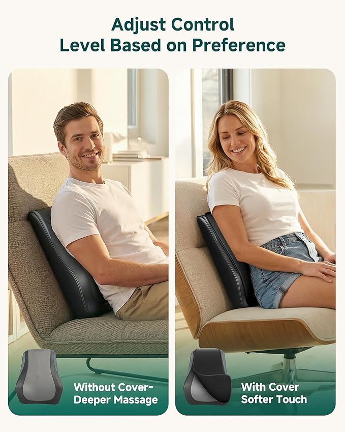 Snailax Back Massager for Back Pain Deep Tissue, Shiatsu Lower Back Neck Massager with Heat, 3D Kneading Massage Pillow for Neck Shoulder Legs, Gifts for Mom, Dad, Women