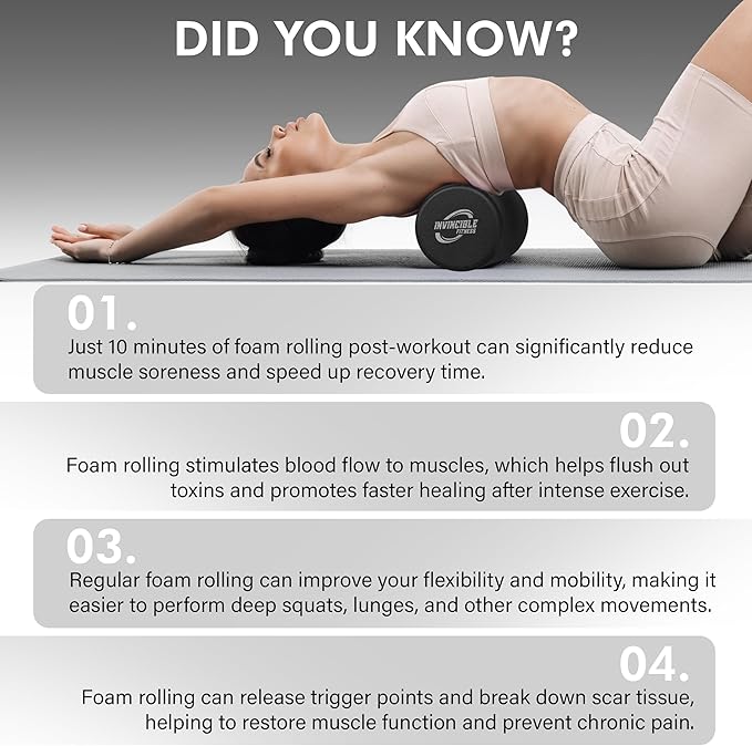 Invincible Fitness 17'' EPP Foam Roller for Deep Tissue Massage – Enhance Recovery, Relieve Pain, and Boost Mobility for a Stronger, Healthier You (Black)
